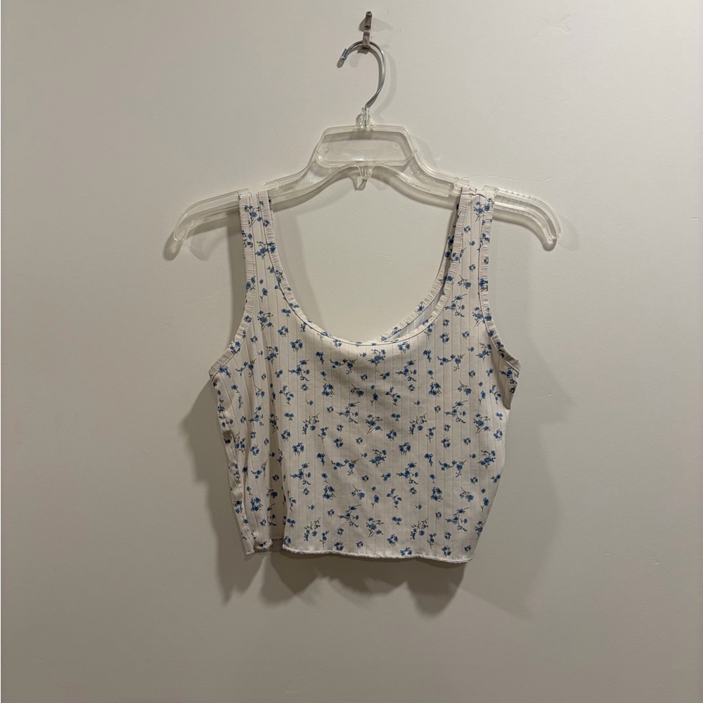 ROMWE Blue Floral Tank Top